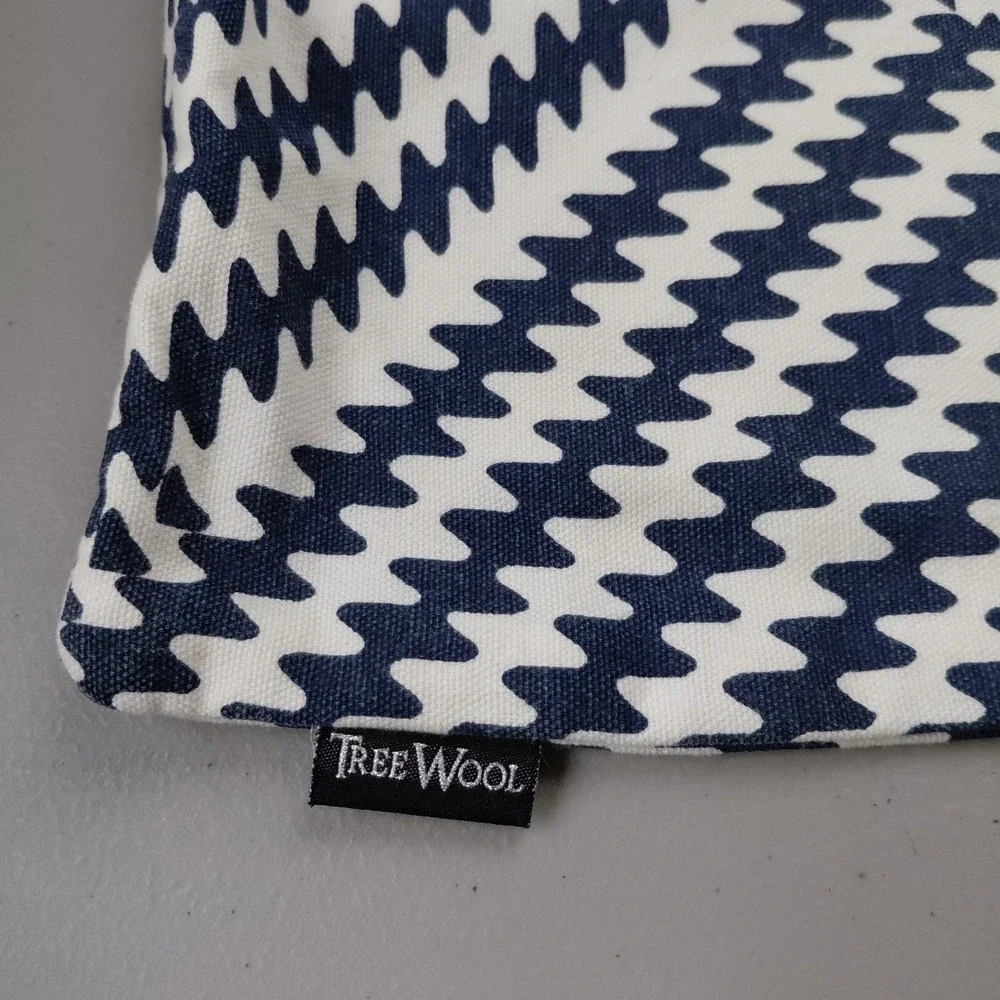 2 Tree Wool Pillow Covers Blue White Accent Decor Tribal Modern Preppy Canvas - Picture 4 of 7